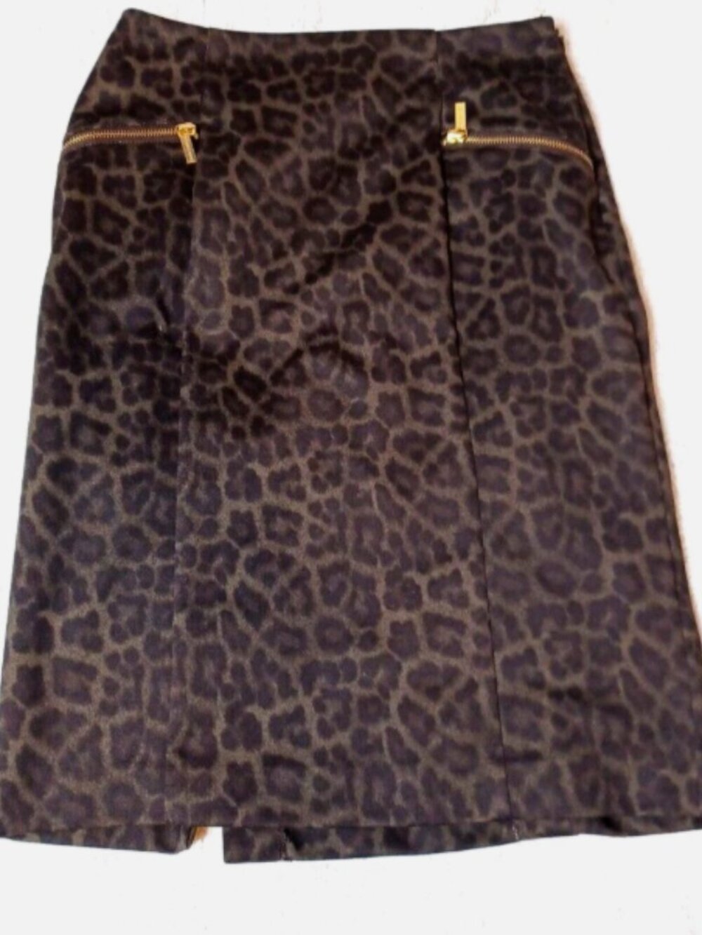 Michael Kors Skirt Women's Size 2 Leopard Print Pencil Zipper Embellishments